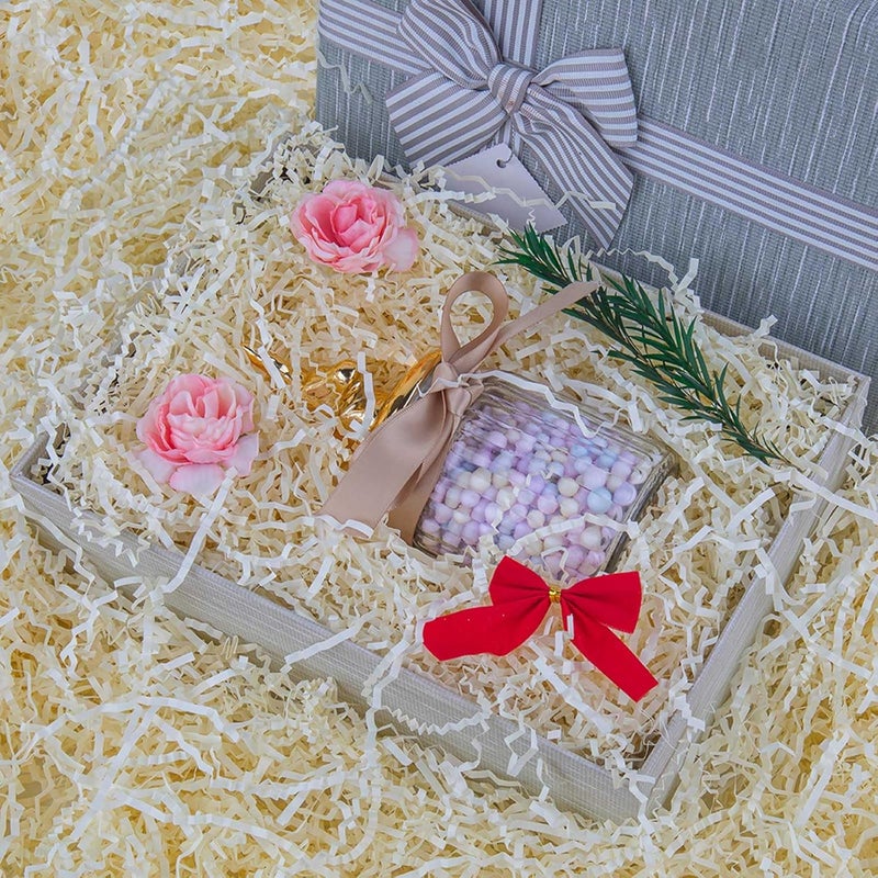 Caleihd 1/2 LB Crinkle Cut Paper Shredded Filler Paper for Gift Baskets Gift Box Confetti Paper Shreds Decoration Stuffing for Birthday, Weddings, Anniversaries, Christmas Wrapping Oyster White - Image 2